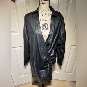 ASOS Design size 10 black faux leather wrap mini dress worn once